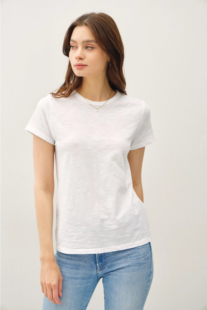 Garmet Dyed Slub Tshirt -available in Poppy Red, Banana, Pink, White or Blue