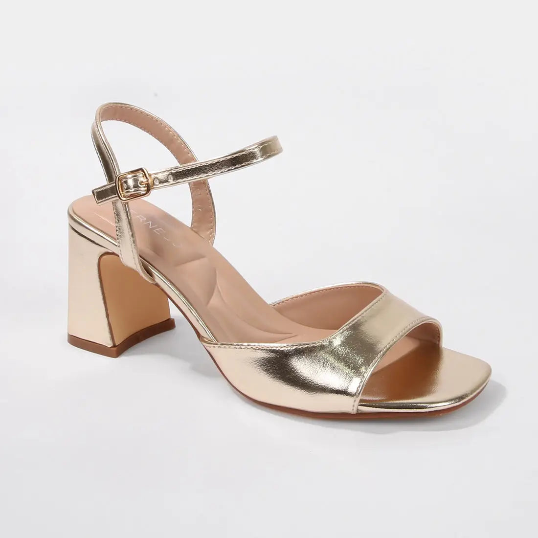 gold dress sandals block heel Women's Toast To Tonight Metallic Gold Strappy Block Heels | Size: 9