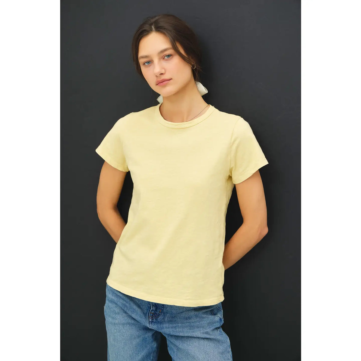 Garmet Dyed Slub Tshirt -available in Poppy Red, Banana, Pink, White or Blue