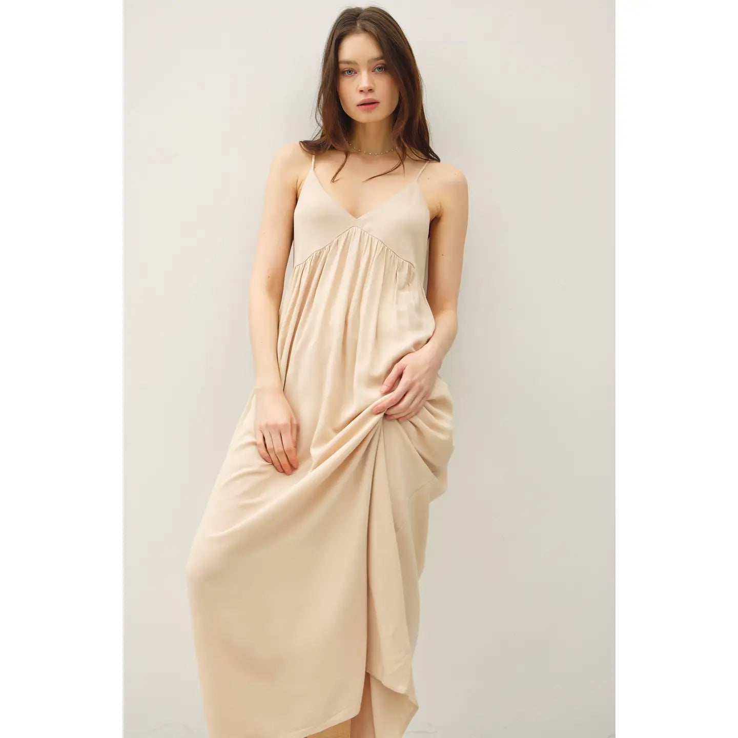 Breezy Babydoll Maxi Dress- Natural To The Nines Breezy Babydoll Maxi Dress- Natural To The Nines