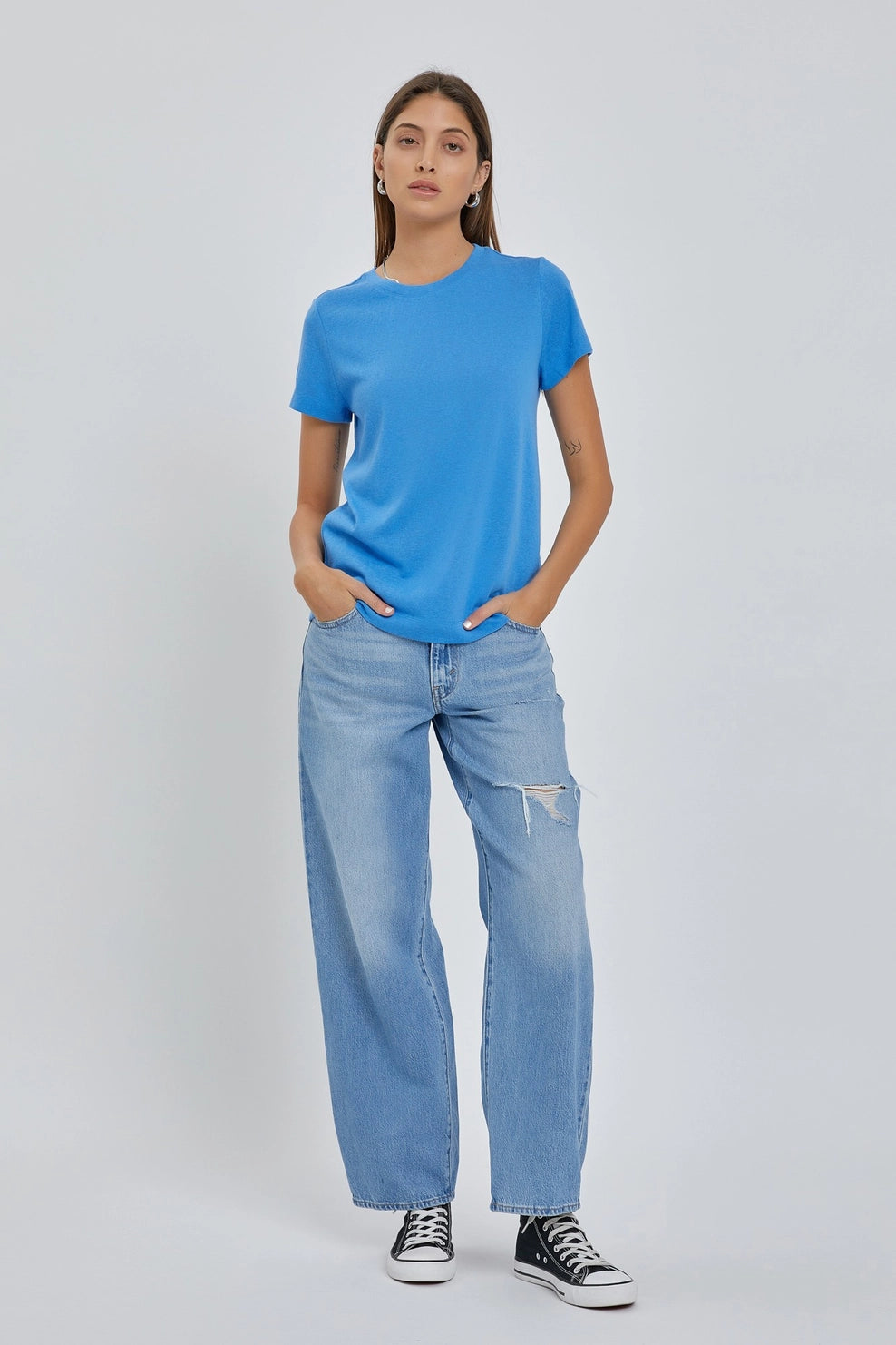 Garmet Dyed Slub Tshirt -available in Poppy Red, Banana, Pink, White or Blue