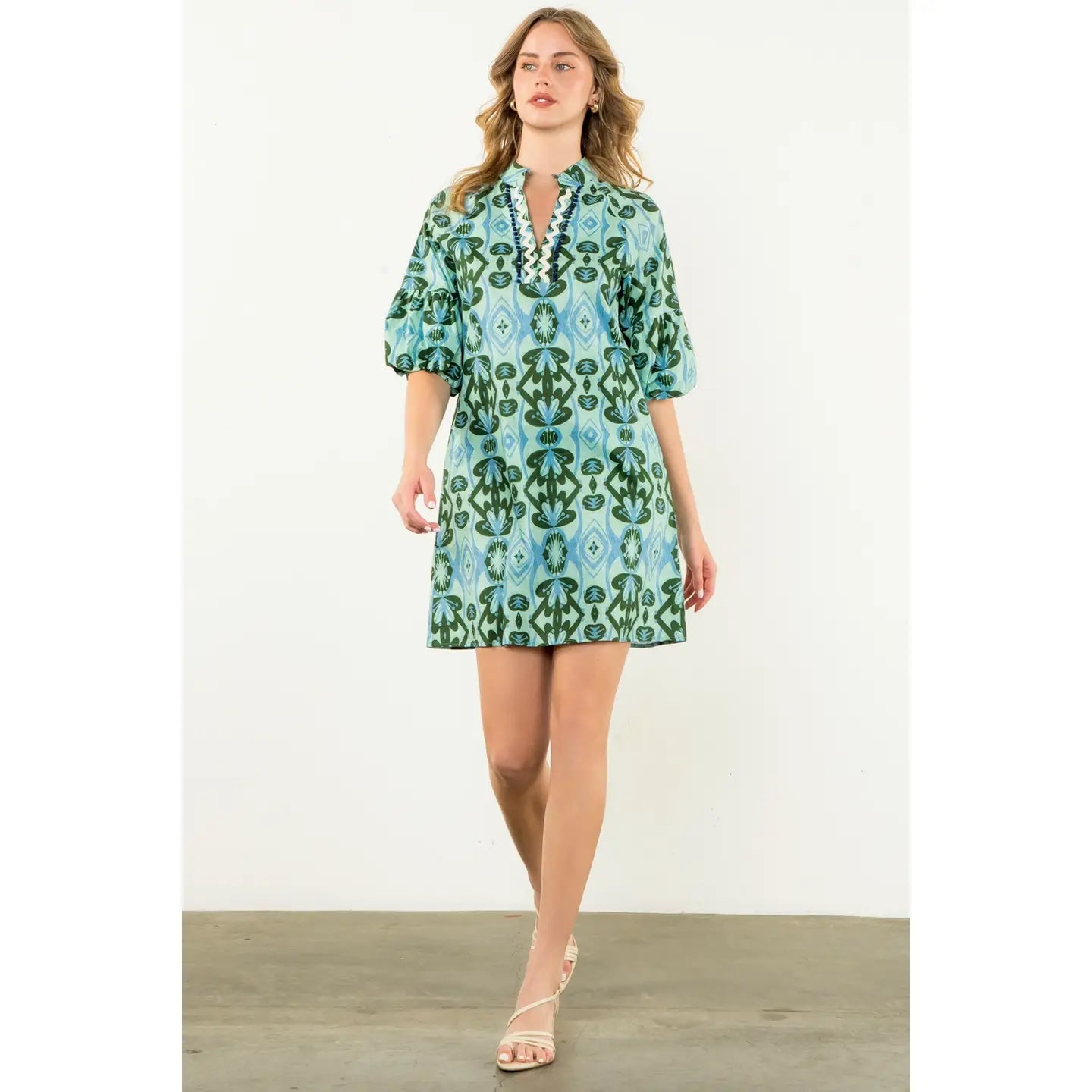 THML Short Sleeve Mint/Green Pattern Dress To The Nines THML Short Sleeve Mint/Green Pattern Dress To The Nines