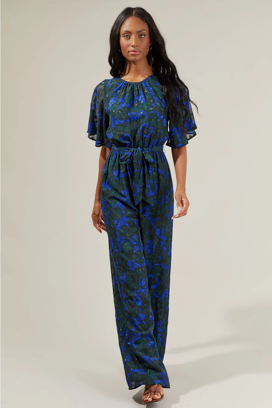 Sweetwater Floral Organza Short Sleeve Jumpsuit To The Nines