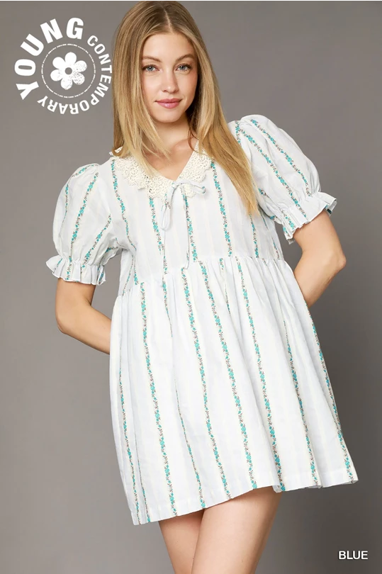Floral Lace Collar Babydoll Dress To The Nines Floral Lace Collar Babydoll Dress To The Nines