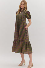 Florence Black Floral Ruffle Hem Midi Dress