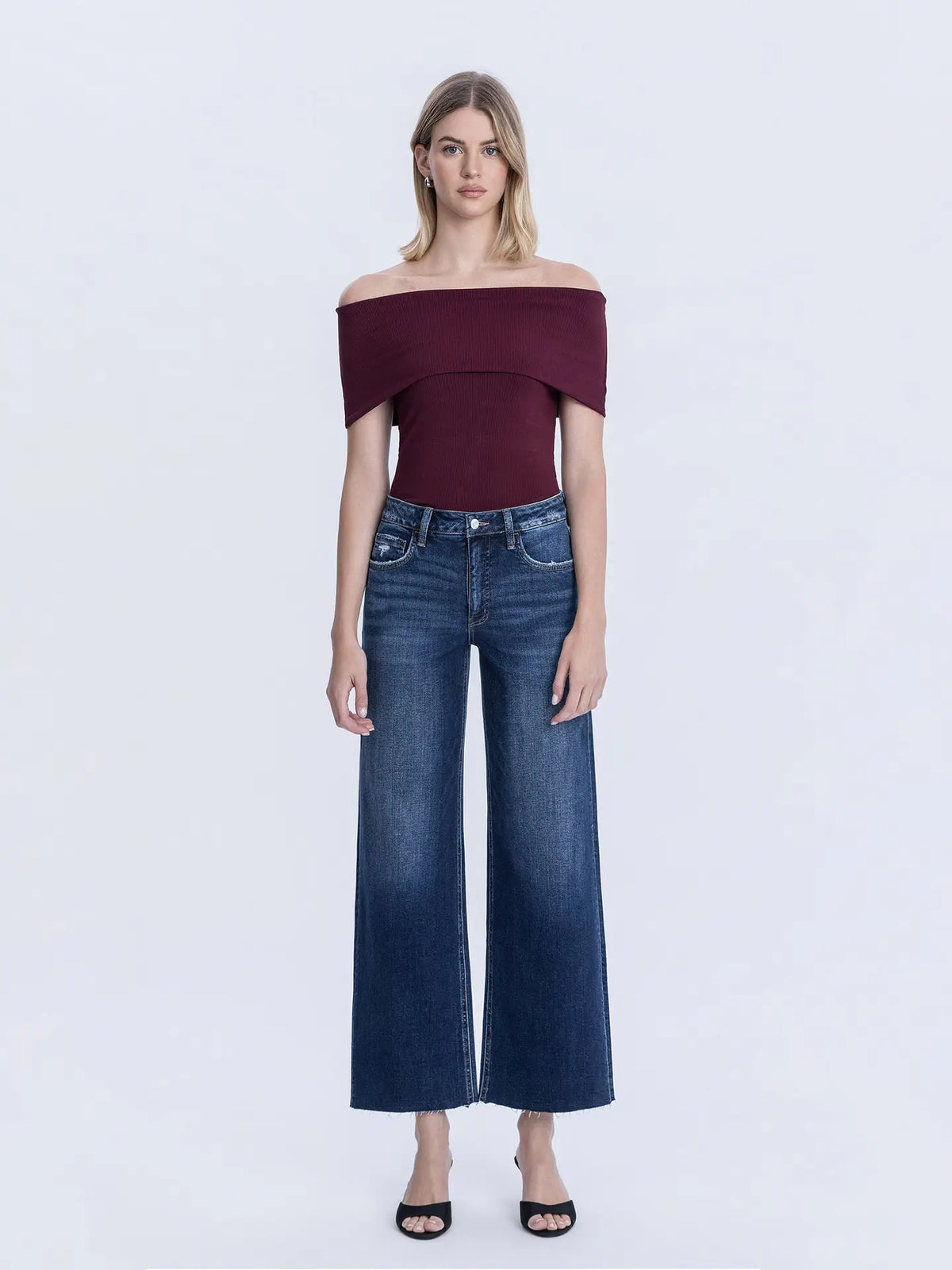 Sadie Tummy Control Super High Rise Wide Leg Jeans by Vervet