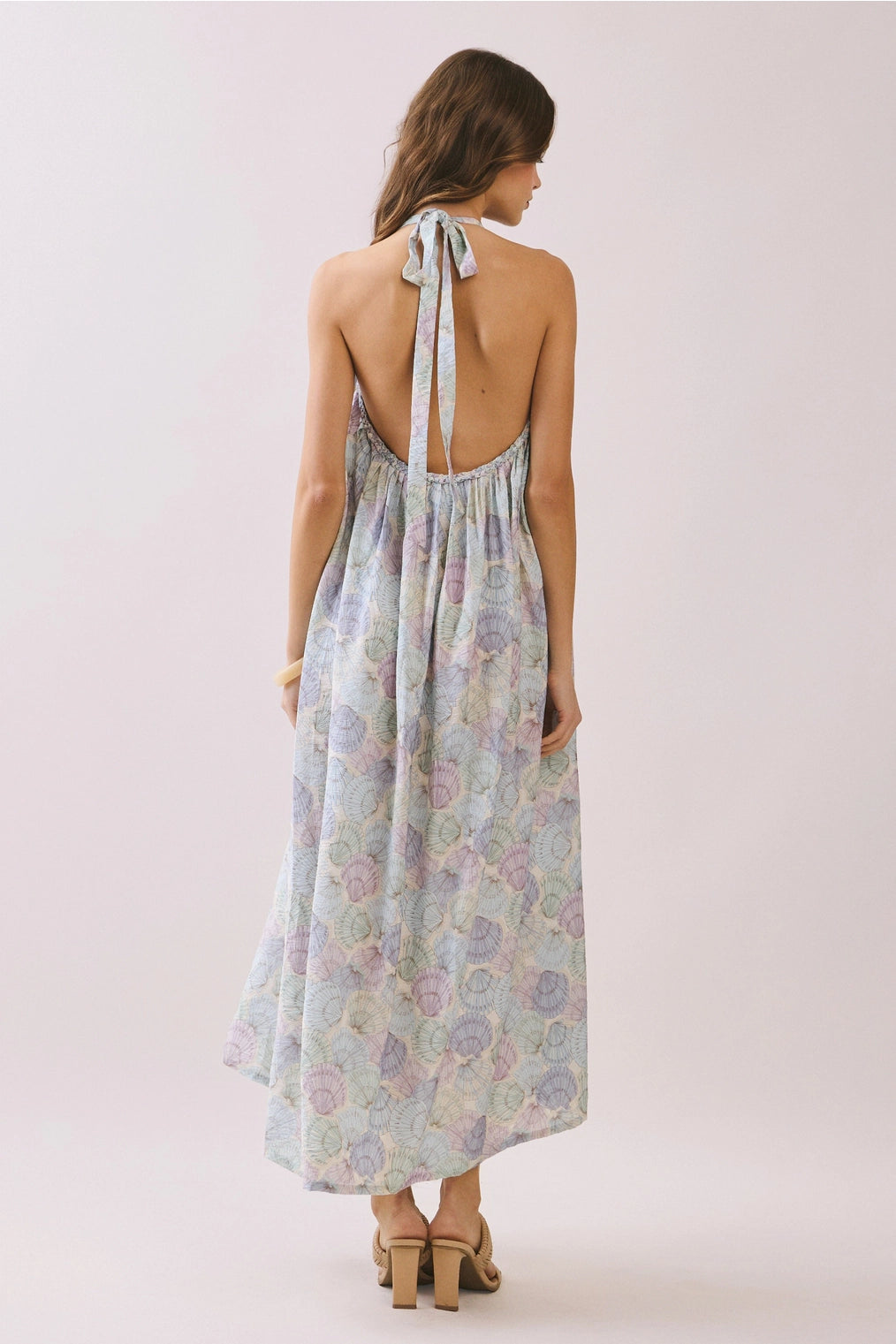 Valen Seashell Open Back Halter Maxi