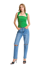 Ruched Tube Tank Top ** Green or Light Tan