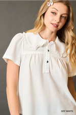 Waffle Knit Collared Top