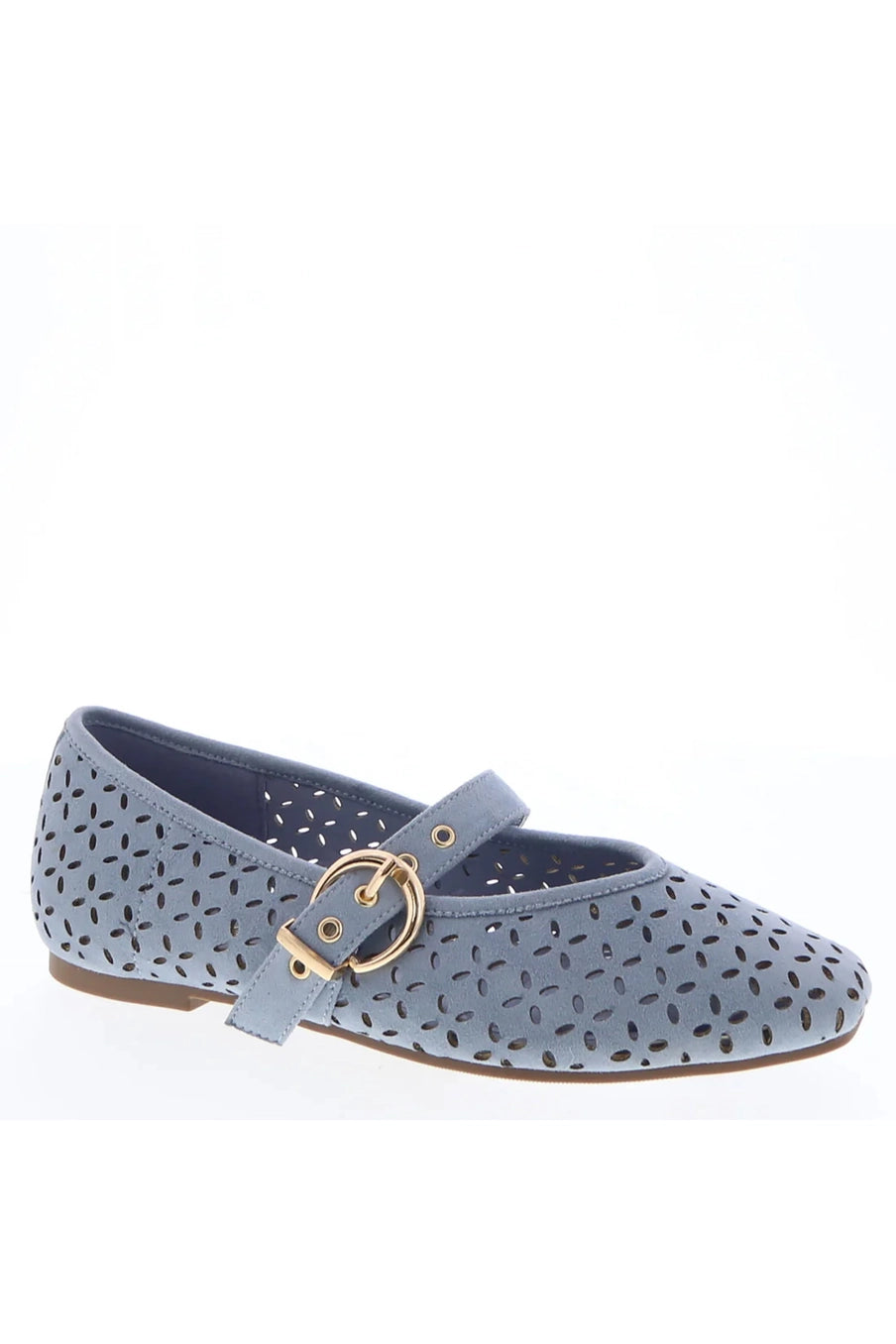 Peyton Suede Mary Jane Flat - Dusty Blue