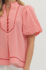 Dorothea Plaid Top with Button Detail