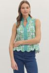 Sierra Printed Top featuring Scallop Hem and Split Neck