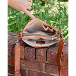 Ariana Crossbody Croc Pattern Saddle by Caroline Hill