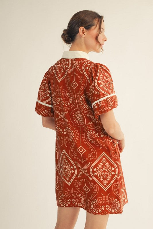 Aisha Boho Print Shift Dress