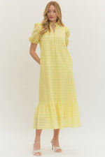 Bonnie Yellow Eyelet Midi Dress
