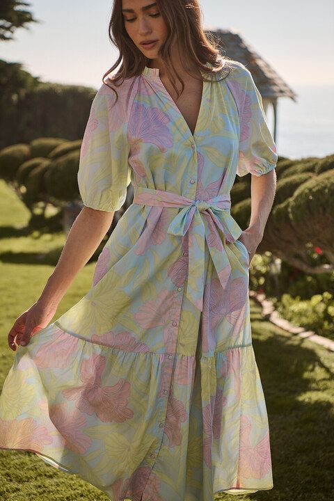 Brisa Floral Wynette Tiered Midi Dress