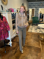 Faux Fur Zip Front Sweater Jacket