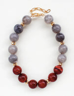 LARGE NATURAL STONE MAROON AND LIGHT GREY NECKLACE