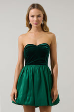 Jasey Mix Media Mini Dress- Emerald