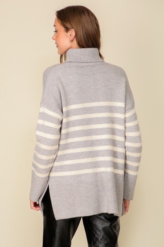 Striped Turtleneck Sweater