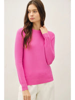 Super Soft Crew Neck Knit Sweater- Candy Pink