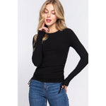 RIBBED SIDE RUCHED TIE