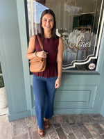 Burgundy Peplum Sleeveless Sweater Top