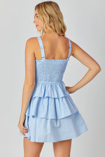 Smocked Ribbon Tiered Mini Dress