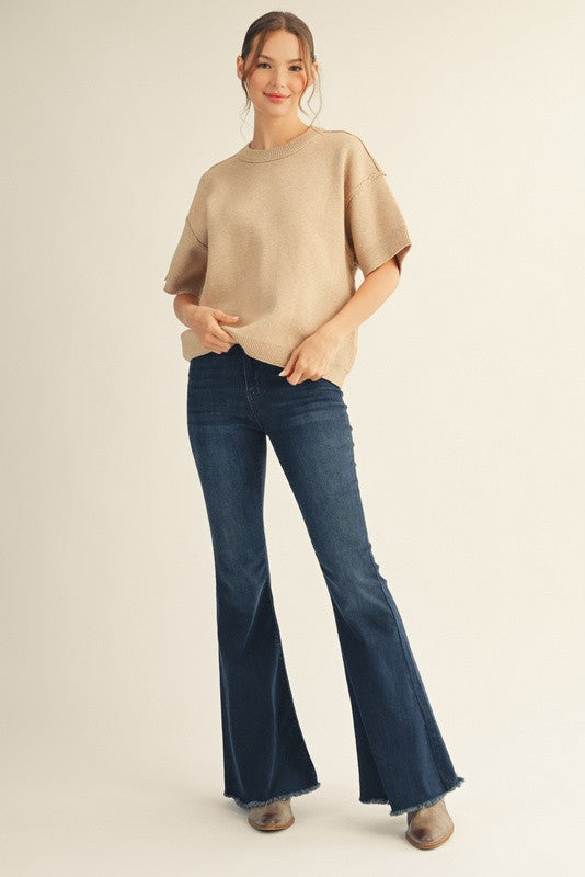 Nia Short Sleeve Sweater - Oatmeal