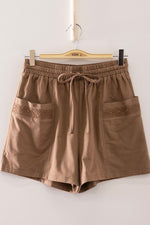 Mocha Lace Trim Mock Neck Pullover and Shorts Lounge SET