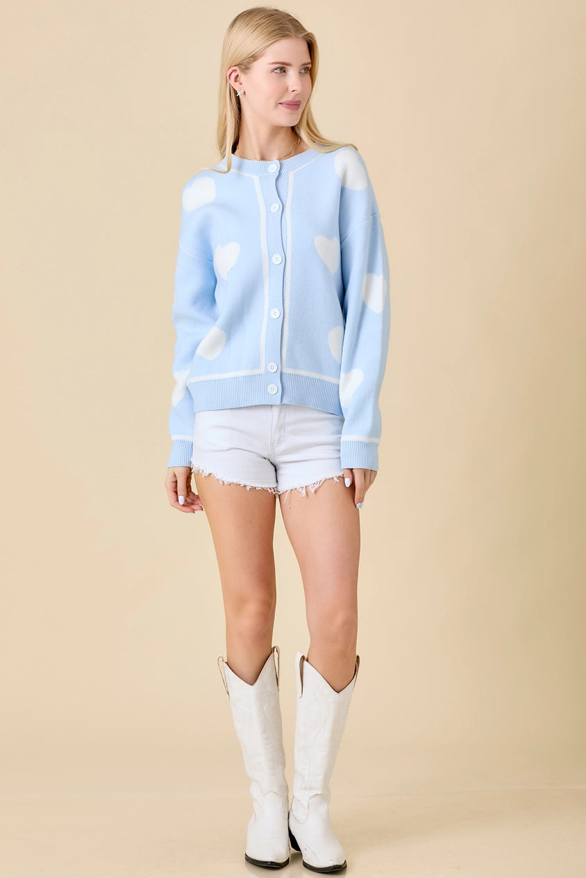 LIGHT BLUE HEART CARDIGAN