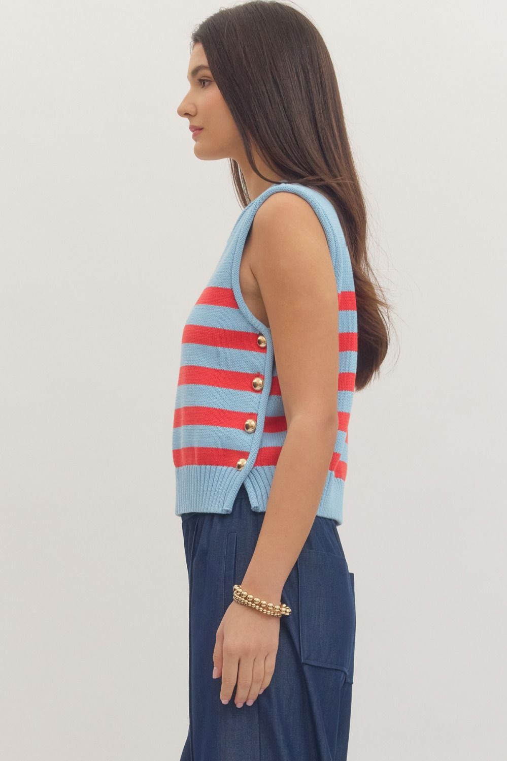 Blue and Red Entro Sweater Tank