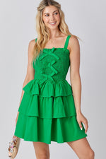 Smocked Ribbon Tiered Mini Dress