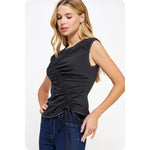 Sable Ruching Detail Sleeveless Top** Black or White
