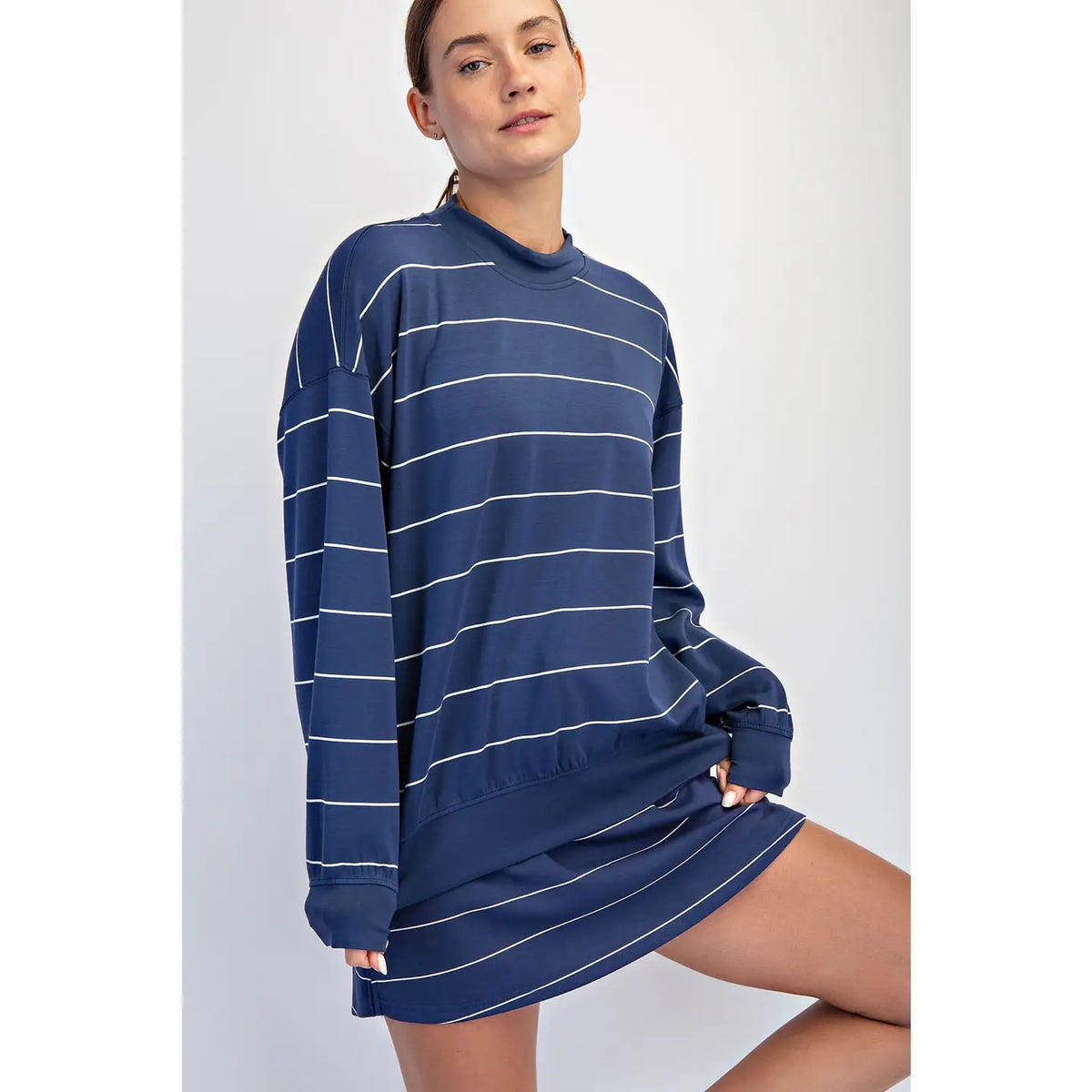 Rae Mode Butter Soft Crew Neck - Navy/Cream