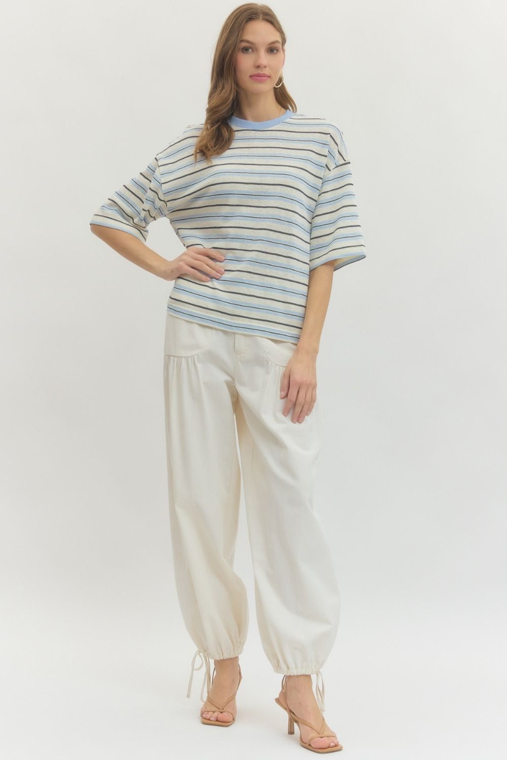 Retro Striped Crew Neck Top