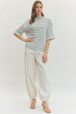 Retro Striped Crew Neck Top