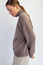 RAE MODE BUTTER SOFT RIBBED MOCK NECK - MOCHA
