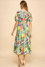 Bright and Bold Multi Color Midi Dress