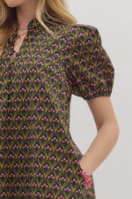 Florence Black Floral Ruffle Hem Midi Dress