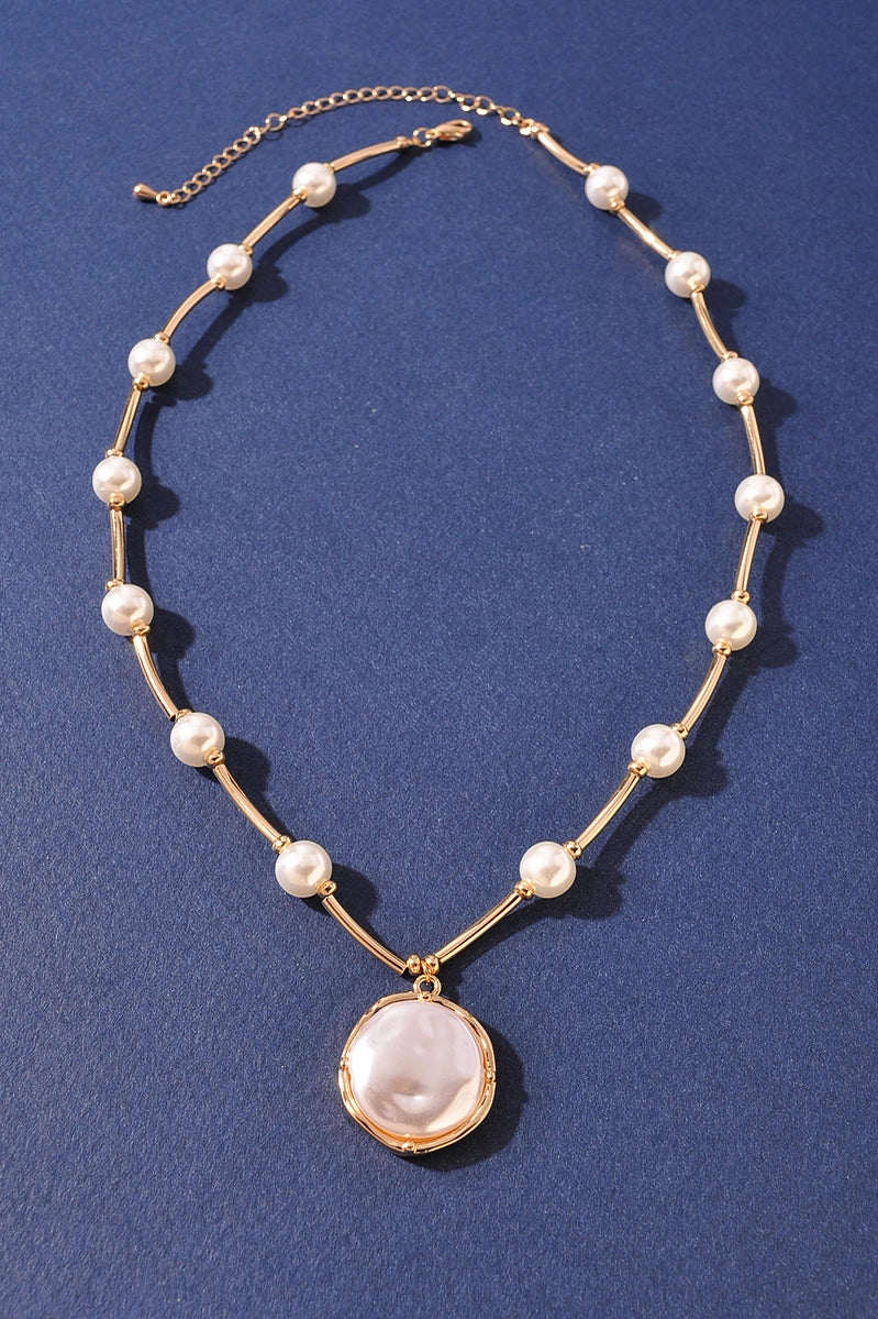 PEARL PENDANT BAR CHAIN NECKLACE