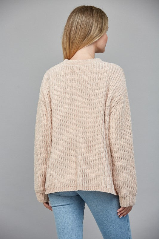 OATMEAL CHENILLE CARDIGAN by FATE