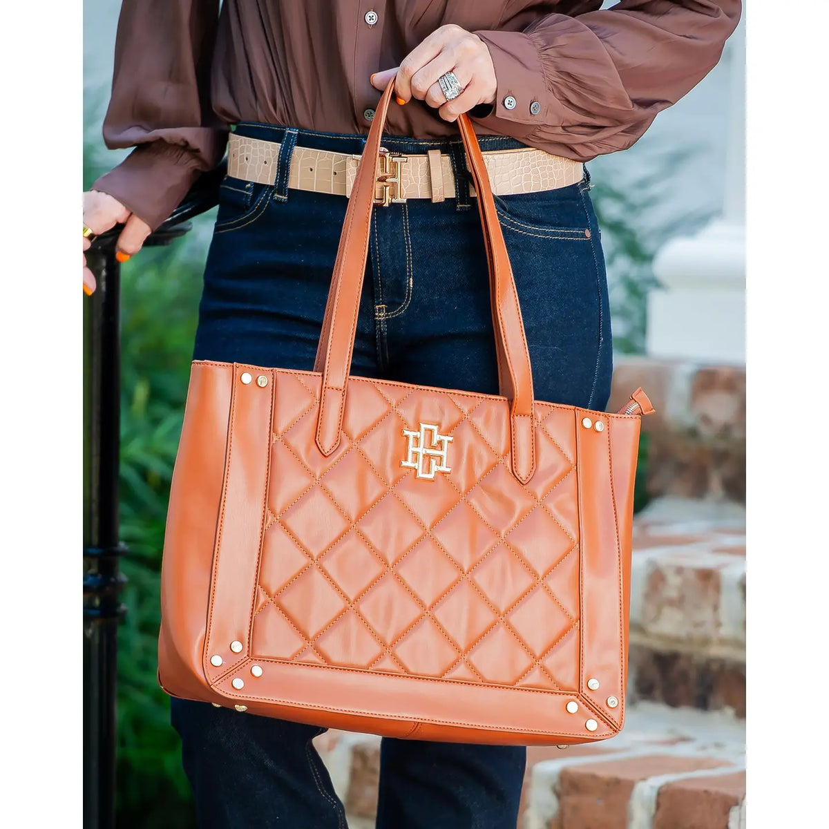 Sophie Zippered Tote Saddle by Caroline Hill