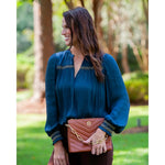 Ariana Crossbody Chevron Pattern Saddle by Caroline Hill