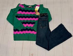 RUFFLE SHOULDER COLOR STRIPE SWEATER: SALE $25.00