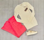 WHITE CABLEKNIT SWEATER: