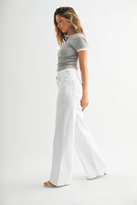 Optic White - Stretchy Full Length Wide Leg by Just Black Denim