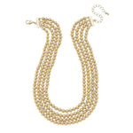 Saint 4-Row Layered Ball Bead Necklace in Shiny Gold