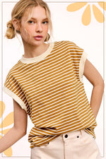 Nautical Cap Sleeve Striped Top