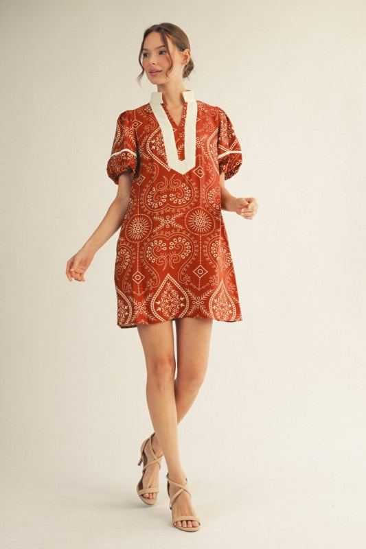 Aisha Boho Print Shift Dress